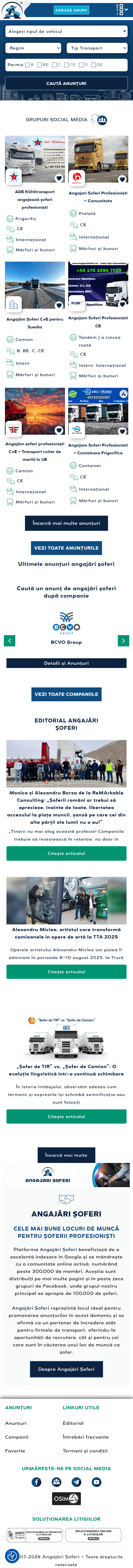 Angajări Șoferi — Romania's Largest Driver Recruitment Platform — full website — mobile