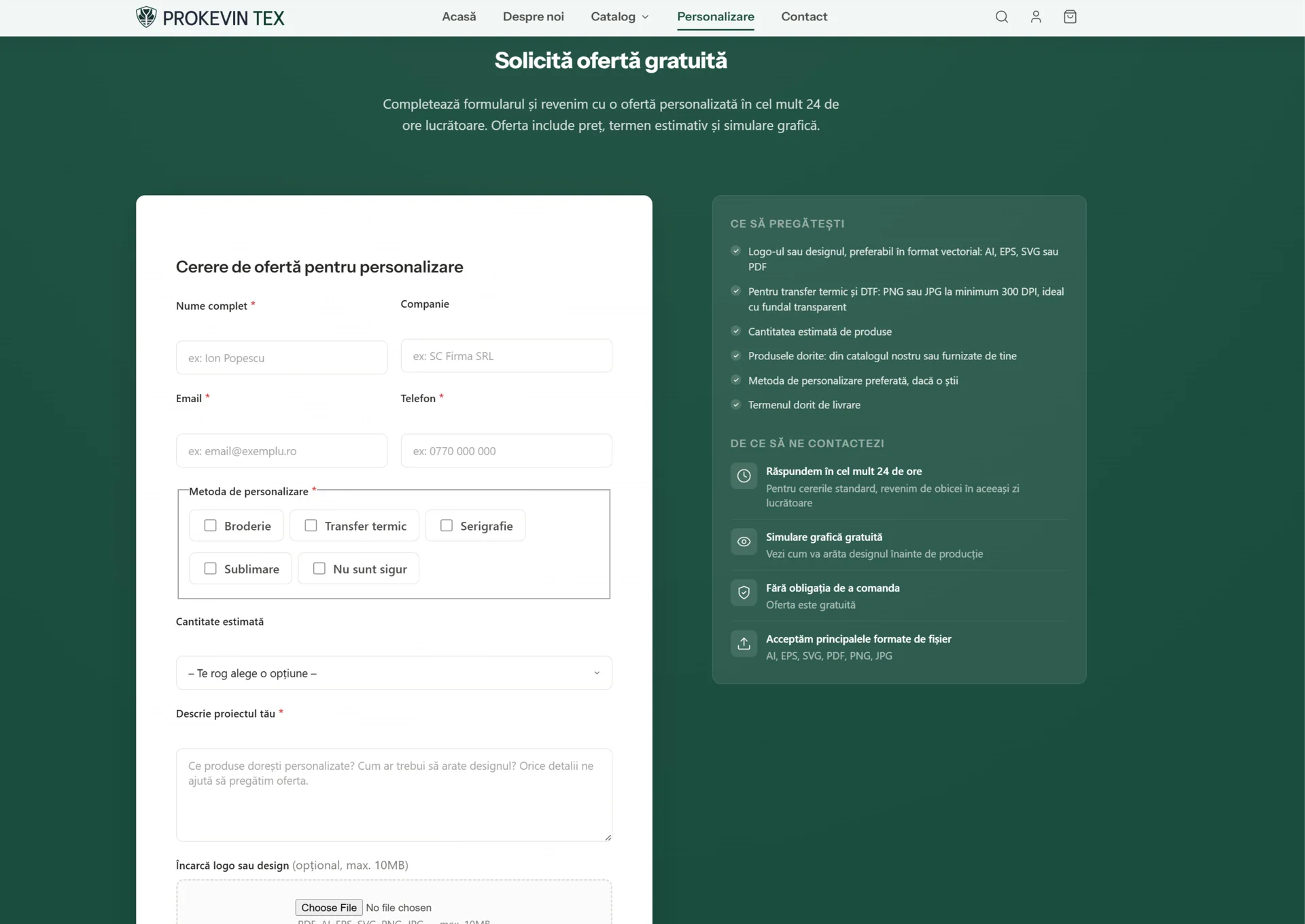 Branded quote form with file upload and anti-spam quiz