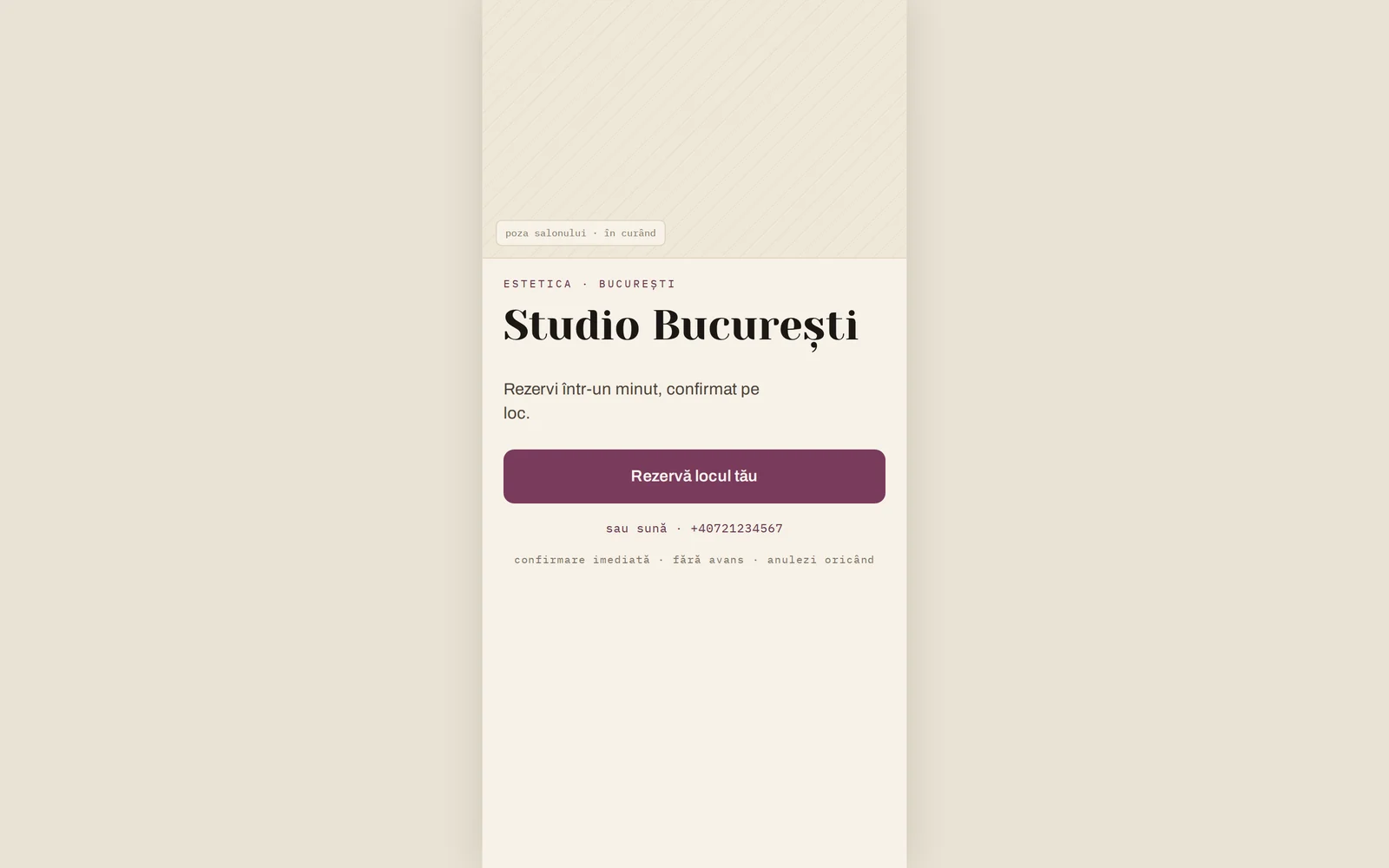 Pagina publică de programare a unui salon din București, cu serviciile și prețurile în lei